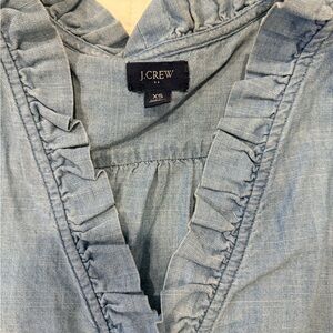 J. Crew Light Blue Ruffled Denim Top
